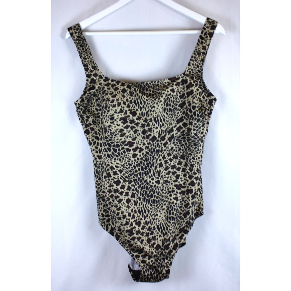Vintage Gabar Leopard Print Swimsuit One-piece Size 16 Lightly Padded Pool Beach